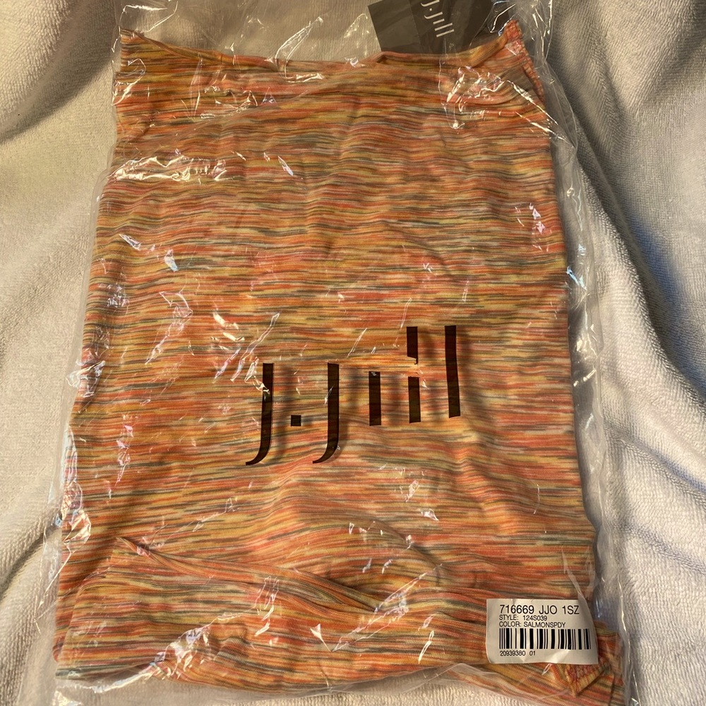 NWT J Jill infinity scarf salmon stripes